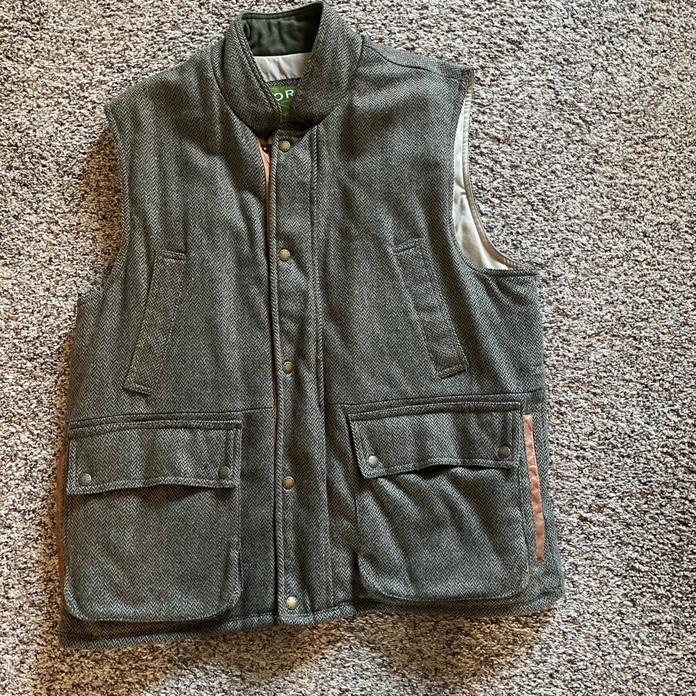 Orvis tweed print warm wool vest